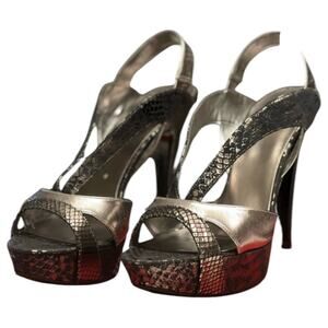 Guess Metallic and Black Snakeskin Heels with Box - 9.5